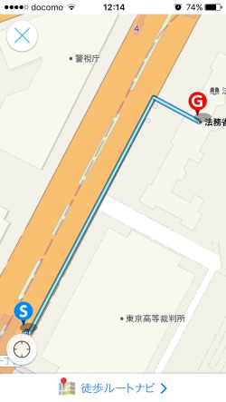 Yahoo!乗換案内の徒歩ルート地図
